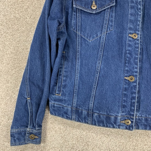 NWT Lizwear Hand Embroidered Jean Jacket XL Bomber Floral Boho Cottage Core - Picture 3 of 8